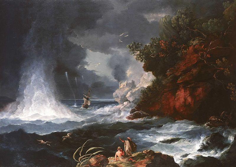 William Hodges A View of Cape Stephens in Cook's Straits with Waterspout, 1776 Germany oil painting art